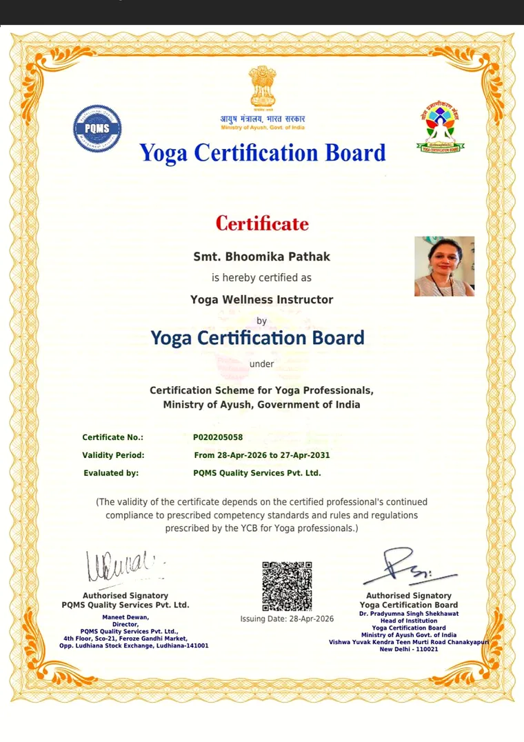 Yoga Wellness Instructor certificate, Yoga Certification Board, Ministry of Ayush